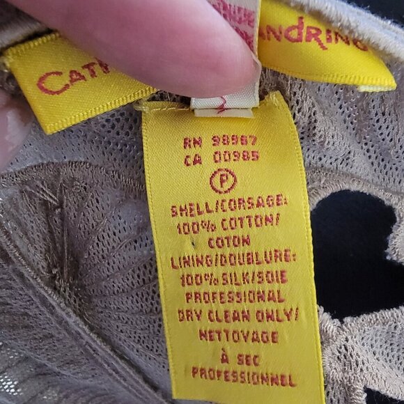 Catherine Malandrino Khaki Floral Cut Out Designer Dress Size M - Picture 13 of 16